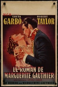 8m070 CAMILLE linen Belgian R1950s great different close up art of Greta Garbo & Robert Taylor!