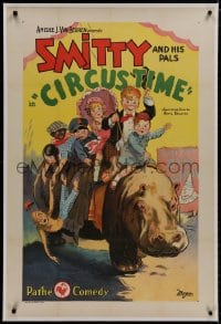 8m277 CIRCUS TIME linen 1sh 1929 art of Donald Harris as Smitty and His Pals, ultra rare!