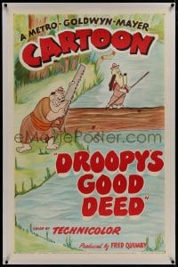 8m304 DROOPY'S GOOD DEED linen 1sh 1951 Tex Avery, Droopy the Boy Scout is sabotaged by bad Spike!