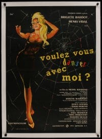 8m062 COME DANCE WITH ME linen French 23x32 1959 art of sexy beckoning Brigitte Bardot by Hurel!