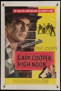 8m341 HIGH NOON linen 1sh 1952 art of Gary Cooper, who was too proud to run, Fred Zinnemann classic!