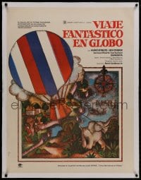 8m028 VIAJE FANTASTICO EN GLOBO linen Mexican poster 1975 Fantastic Balloon Voyage, Bernhardt art!