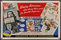 8m154 AMERICAN DAIRY ASSOCIATION linen 28x44 advertising poster 1942 farmers for health defense!