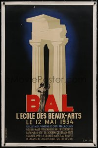 8m171 BAL linen 29x46 French special poster 1934 S.M. Dil art of couple dancing by marble columns!