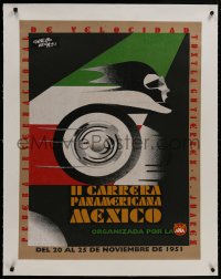 8m172 CARRERA PANAMERICANA linen 26x34 Italian special poster 1951 cool Carlo Vega car racing art!