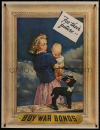 8m133 BUY WAR BONDS linen 29x37 WWII war poster 1943 A.E.O. Munsell art of woman w/baby by toy lamb