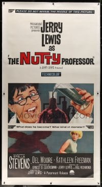 8p032 NUTTY PROFESSOR linen 3sh 1963 Jerry Lewis & Stella Stevens in Dr. Jekyll & Mr. Hyde spoof!
