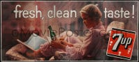 8p098 7 UP billboard poster 1958 pretty woman in nightgown enjoying the soda's fresh, clean taste!