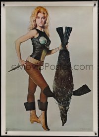 8p038 BARBARELLA linen 30x43 commercial poster 1968 Fonda & penguish, recalled for legal problems!