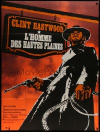 8p114 HIGH PLAINS DRIFTER French 1p 1973 Michel Landi art of Clint Eastwood holding gun & whip!