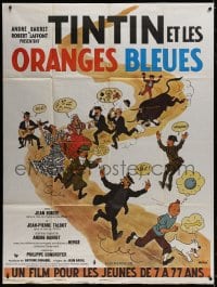8p117 TINTIN ET LES ORANGES BLEUES French 1p R1980s artwork by Herge, from his classic cartoon!