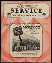 8p187 PARAMOUNT SERVICE Australian exhibitor magazine March 17, 1931 Morocco with Marlene Dietrich!