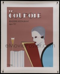 8p060 LA COUPOLE signed linen 32x39 French advertising poster 1981 by Razzia, art of woman & wine!