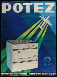 8p065 POTEZ linen 46x62 French advertising poster 1960s Jacques Auriac art of oven & airplane!