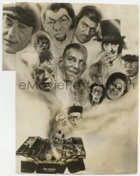 8r049 LON CHANEY SR deluxe 9.5x11.75 still 1930 montage of his characters coming from makeup box!