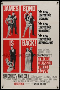 8r073 FROM RUSSIA WITH LOVE style B 1sh 1964 Sean Connery as Ian Fleming's James Bond is back!