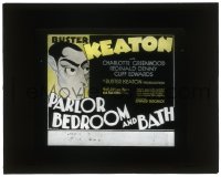 8r031 PARLOR BEDROOM & BATH glass slide 1931 great cartoon art of Buster Keaton, very rare!