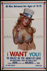 8r078 I WANT YOU 23x35 1sh 1970 John Holmes, Uschi Digard, sexy Uncle Sam Flagg parody artwork!