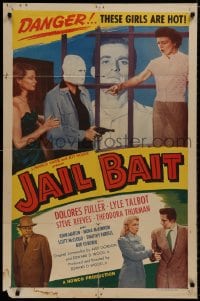 8r080 JAIL BAIT 1sh 1954 Ed Wood classic, girls like Dolores Fuller are hot, Steve Reeves, rare!