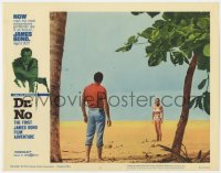 8r146 DR. NO LC #6 1962 Sean Connery as James Bond stares at sexy Ursula Andress across beach!