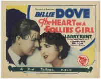 8r105 HEART OF A FOLLIES GIRL TC 1928 poor Larry Kent loves Ziegfeld showgirl Billie Dove, rare!