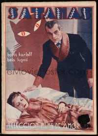 8r040 BLACK CAT Spanish magazine 1934 with 4 pages of images of Boris Karloff & Bela Lugosi, rare!
