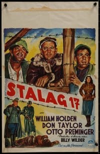 8s203 STALAG 17 Belgian 1953 Wik art of William Holden & co-stars Billy Wilder WWII POW classic!