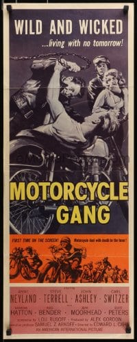 8s156 MOTORCYCLE GANG insert 1957 pretty Anne Neyland is wild & wicked and living with no tomorrow!