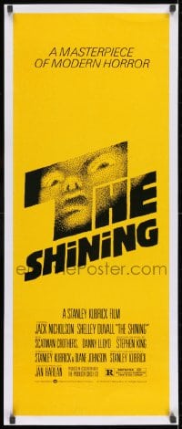 8s026 SHINING insert 1980 Stephen King & Stanley Kubrick, crazy Jack Nicholson, Saul Bass art!