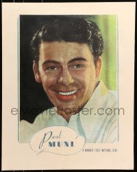 8s105 PAUL MUNI personality poster 1930s great smiling portrait of the Warner Bros. leading man!!