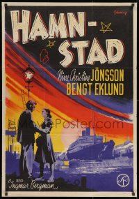 8s186 PORT OF CALL Swedish 1948 Ingmar Bergman's Hamnstad, great Eric Rohman artwork, ultra rare!