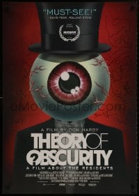 8s138 THEORY OF OBSCURITY signed 27x39 1sh 2015 by director Don Hardy & The Residents, eyeball art!