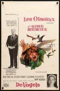 8t395 BIRDS Belgian 1963 Alfred Hitchcock shown, Tippi Hedren, classic intense attack artwork!