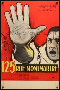 8t257 125 RUE MONTMARTRE French 16x24 1959 cool close up art of detective Lino Ventura by Yves Thos!
