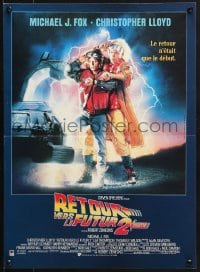 8t258 BACK TO THE FUTURE II French 16x22 1989 Michael J. Fox & Christopher Lloyd by Drew Struzan!