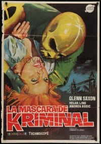 8t079 KRIMINAL Spanish 1969 Umberto Lenzi, art of man with knife in cool skeleton costume!
