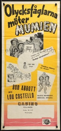 8t129 ABBOTT & COSTELLO MEET THE MUMMY Swedish stolpe 1955 Bud & Lou are back in their mummy's arms!