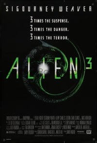 8w035 ALIEN 3 1sh 1992 Sigourney Weaver, 3 times the danger, 3 times the terror!
