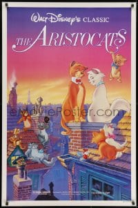 8w052 ARISTOCATS 1sh R1987 Walt Disney feline jazz musical cartoon, great colorful art!