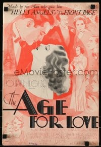 8x460 AGE FOR LOVE pressbook 1931 Howard Hughes, R.M. Bell art of Billie Dove & Charles Starrett!