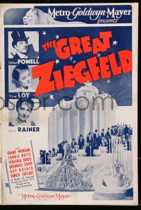 8x022 GREAT ZIEGFELD English pressbook 1936 William Powell, Luise Rainer & Myrna Loy!