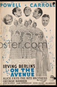 8x037 ON THE AVENUE English pressbook 1937 Alice Faye, Dick Powell, Ritz Brothers, Irving Berlin