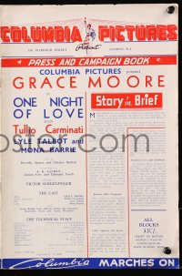 8x038 ONE NIGHT OF LOVE English pressbook 1935 pretty opera singer Grace Moore!