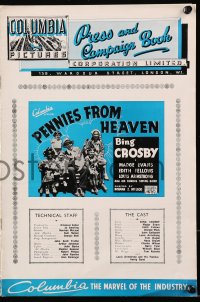 8x039 PENNIES FROM HEAVEN English pressbook 1936 Bing Crosby & Madge Evans at carnival!