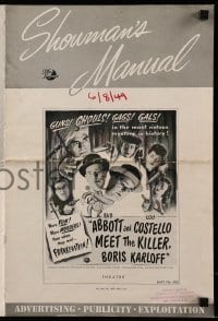 8x457 ABBOTT & COSTELLO MEET THE KILLER BORIS KARLOFF pressbook 1949 art of scared Bud & Lou!