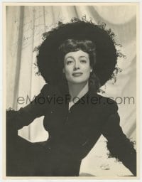 8y060 JOAN CRAWFORD signed deluxe RE-STRIKE 10x13 still 1960s in feathered outfit & matching hat!