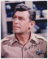 8y531 ANDY GRIFFITH signed color 8x10 REPRO still 1980s great close up wearing sheriff uniform!