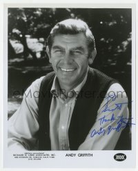 8y627 ANDY GRIFFITH signed 8x10 REPRO still 1980s great smiling publicity portrait of the star!