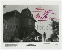 8y148 ANTHONY PERKINS signed 8x10 still 1983 classic image standing by the Bates home in Psycho II!