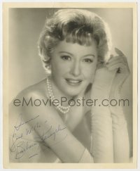 8y153 BARBARA STANWYCK signed deluxe 8x10 still 1940s great close up wearing pearls & gloves!